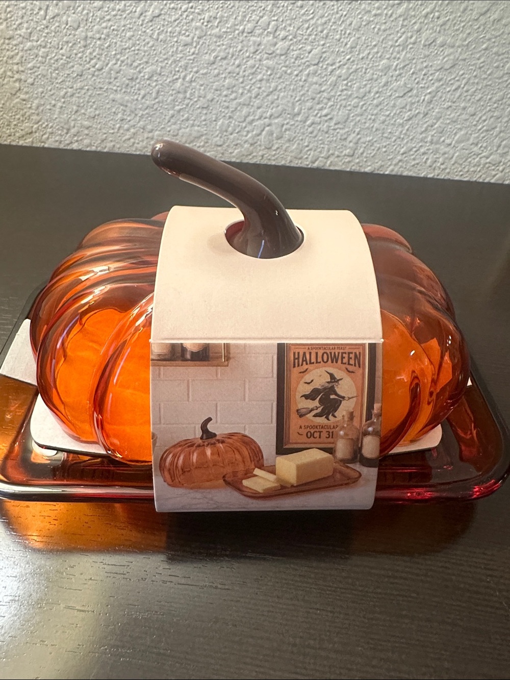 CWC PUMPKIN GLASS BUTTER DISH